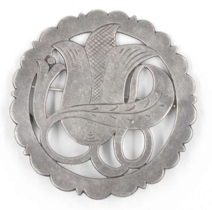 Filigrane Brosche, 900er Silber, Länge ca. 5 cm.