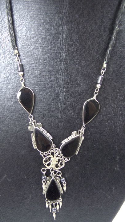 Modeschmuck Achatcollier, Länge ca. 55 cm