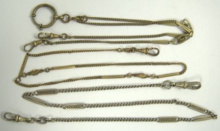 Drei Jugendstil Uhrenketten aus Sammlung.