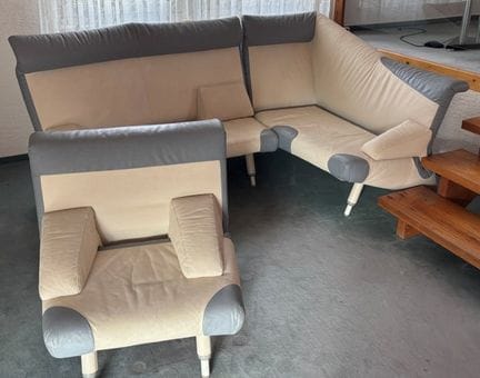Großes Designer Ecksofa mit passendem Sessel, Lede