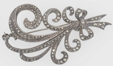 Jugendstil Brosche, Silber geprüft, Länge ca. 6 cm