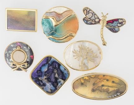 A selection of fashion brooches from the 1970s and