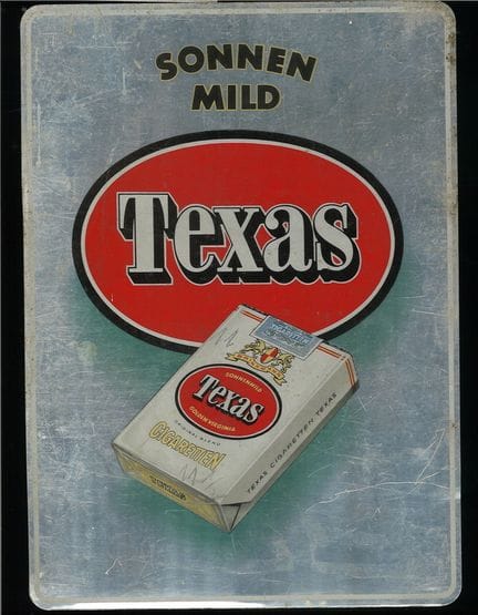 Vintage advertising sign for the "Texas" cigarette