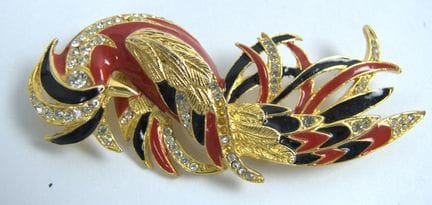 Große emaillierte Brosche, Länge ca. 7,5cm, Breite