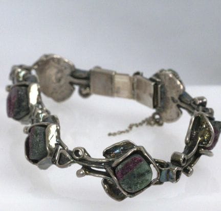 925 sterling silver bracelet with a ruby. The safe