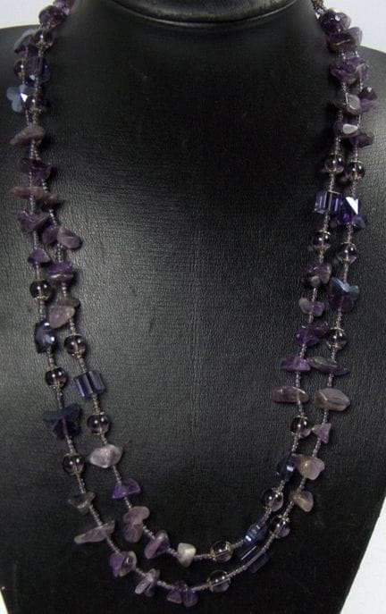 Amethyst necklace made from leftover pieces, lengt