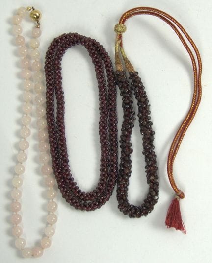 3 chains: granite + rose quartz.
