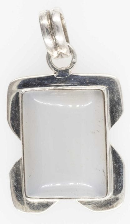 Rectangular pendant with a milky stone, 925 sterli