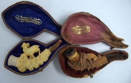 Two antique meerschaum pipes. Not checked for comp
