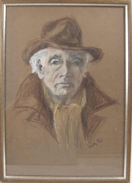 Pastel drawing "Portrait of a Man with a Hat," sig