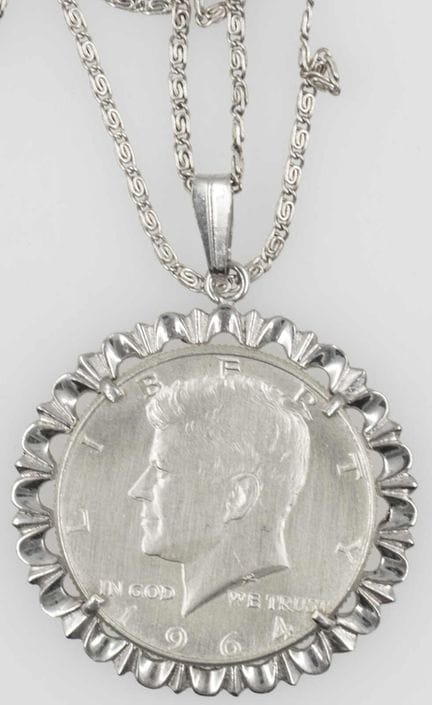 Necklace with "Kennedy Dollar" pendant; necklace a