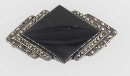 Art Deco Brooch by Ricardo, Onyx and Markasite.