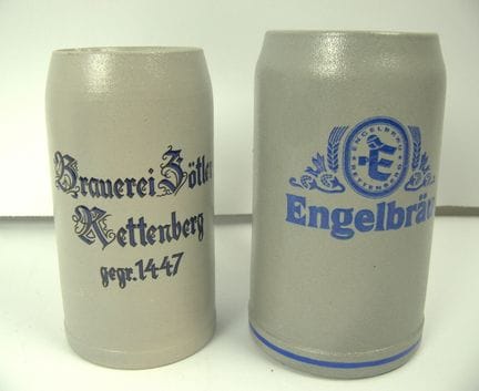 Two beer mugs, one from the Zötler Brewery in Rett