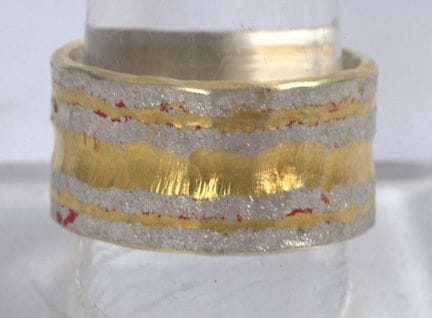 Women's ring, 925 sterling silver, partially gold-