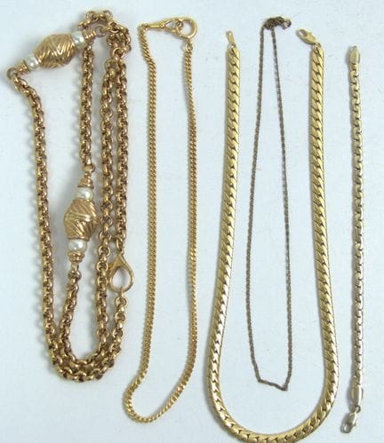 A lot of gold-plated jewelry.