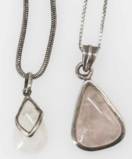 Two 925 sterling silver necklaces with stone penda