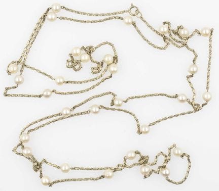 Endless chain with genuine pearls, 830 silver.