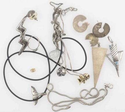 Lot of silver jewelry from a liquidation sale.