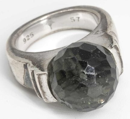 Women's ring set with a topaz sphere, 925 silver, 