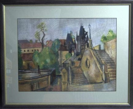 Chalk/pastel painting "Town Hall Steps (Radnické s
