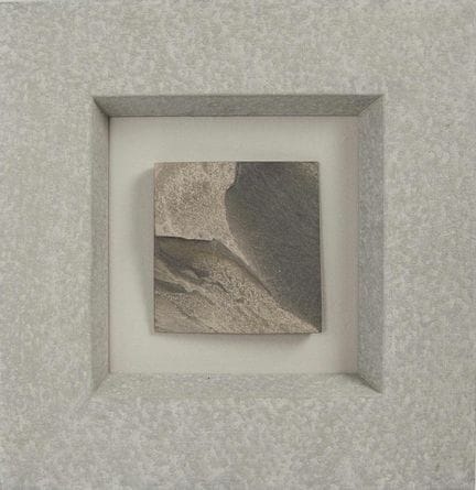 Square, gray marbled decorative frame with a reces
