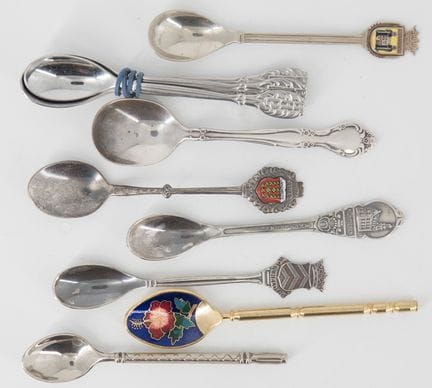 Lot of silver-plated spoons, various coats of arms