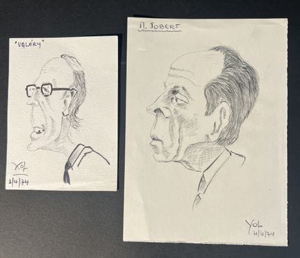 YOL. 2 disegni raffiguranti Michel Jobert e Valéri