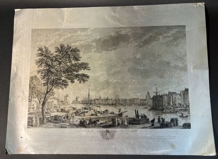 Zinc plate for an engraving depicting a view of th