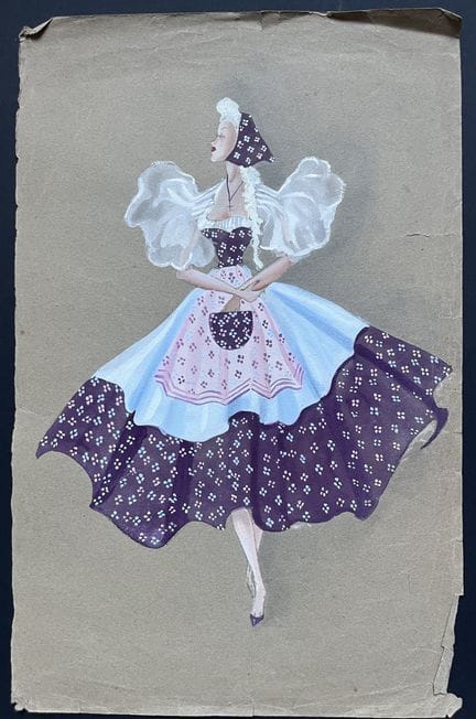 MARTINEZ, George. Operette. 3 Gouachen und Bleisti