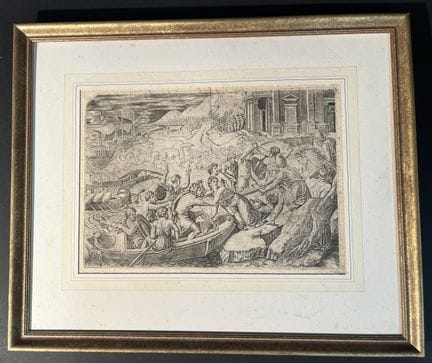 Print depicting the Abduction of Helen. Italian Re