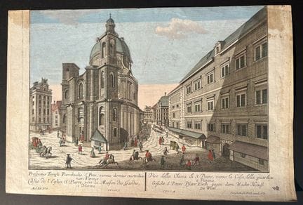 This antique print is a perspective view (engraved