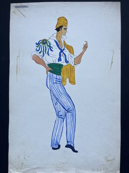 MARTINEZ, George. Operette. 2 Gouachen und Bleisti