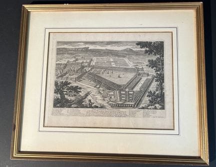 Etching depicting a general view of Fontainebleau,