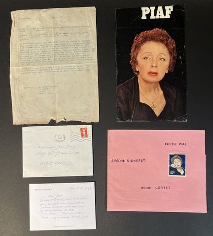 Edith PIAF. Manuscrito mecanografiado enviado por 