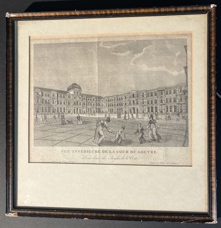 Print titled "Interior View of the Louvre Courtyar
