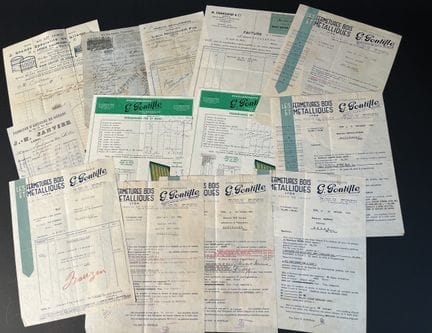 Colección de facturas de entre 1890 y 1920 con uno