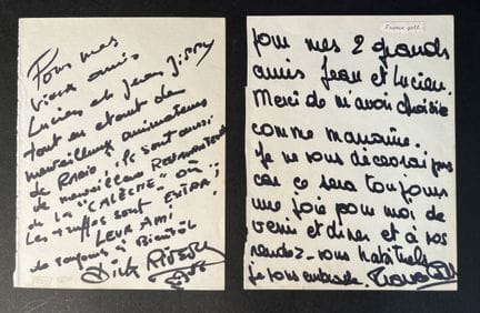 France GALL. Autógrafo dedicado a Jean Jeepy. «Gra