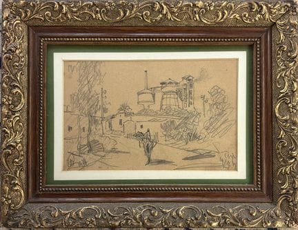 多梅尼科·德·贝尔纳迪，贝索佐（瓦莱·达奥拉省）1892—1963，《风景》，纸本铅笔画，13.5×