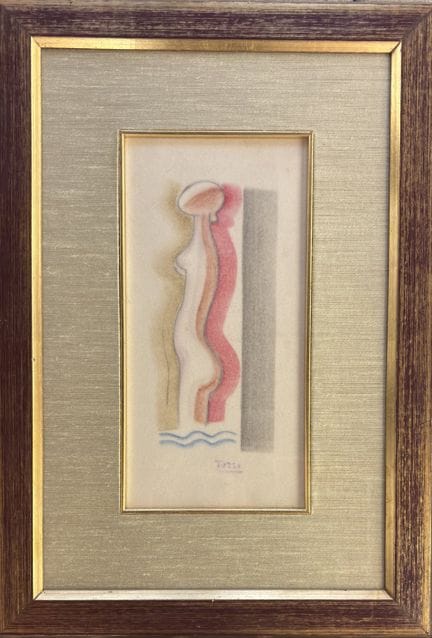 马里奥·托齐，福索姆布罗内（PS）1895—1979，《侧影》，天鹅绒纸上粉彩画，33×17厘米，右