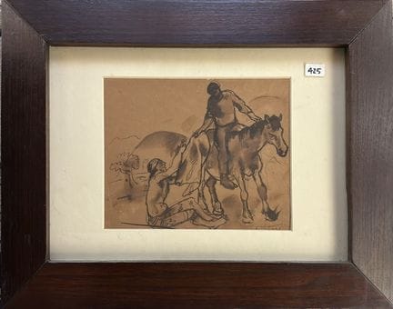 费利切·卡雷纳，库米亚纳（都灵省）1879年—威尼斯1966年，《圣马蒂诺》，纸本炭笔画，17×21