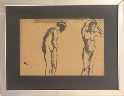 吉吉·切萨（Gigi Chessa），都灵 1898 - 1935，《一对裸体》，水墨纸本，23×3