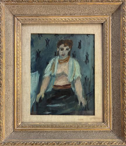 朱利奥·达·米兰诺，都灵 1895 - 1990，《奥达丽斯卡》，布面油画 24.5×20 厘米，右