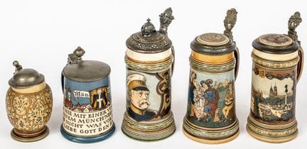 5 chopes à bière VILLEROY &amp; BOCH avec couvercl