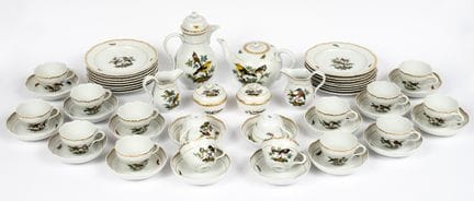 SERVICE À CAFÉ ET À THÉ MEISSEN AVEC MOTIF D'OISEA
