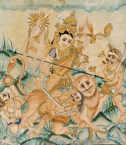 DURGA IM KAMPF GEGEN DEN DÄMON DER UNSICHERHEIT
In