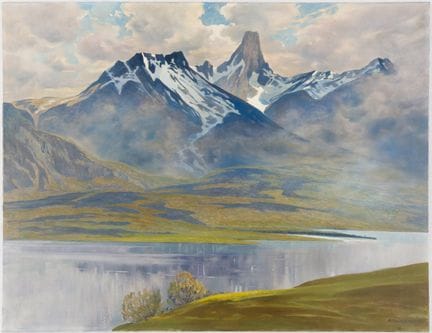 安东·雷克齐格尔（Anton RECKZIEGEL，1865-1936）
《山景》
 
 布面油画，