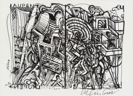 伯恩哈德·卢金布赫尔（1929-2011）
劳彭 
 
 丝网版画，编号234/300，右下角签名，