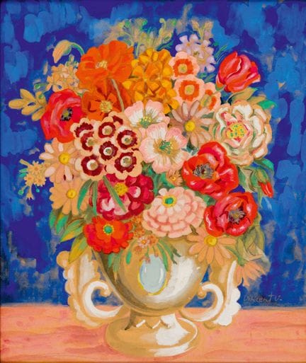 未知画家
《花瓶中的花》，静物画
 
 纸本水彩、水粉及石墨，署名“Vincent V.”
 
 
