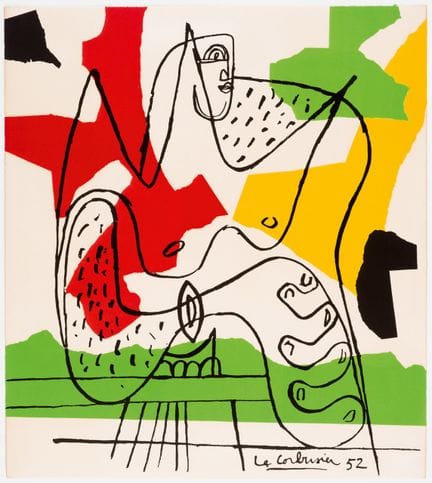 勒·柯布西耶（1887-1965）
《坐着的女人》 
 
 纸本彩色石版画，印版上签名，并标注日期1