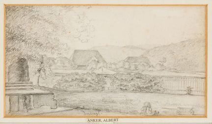阿尔伯特·安克（Albert ANKER，1831-1910），归因于该艺术家
《背景中有农舍的风景